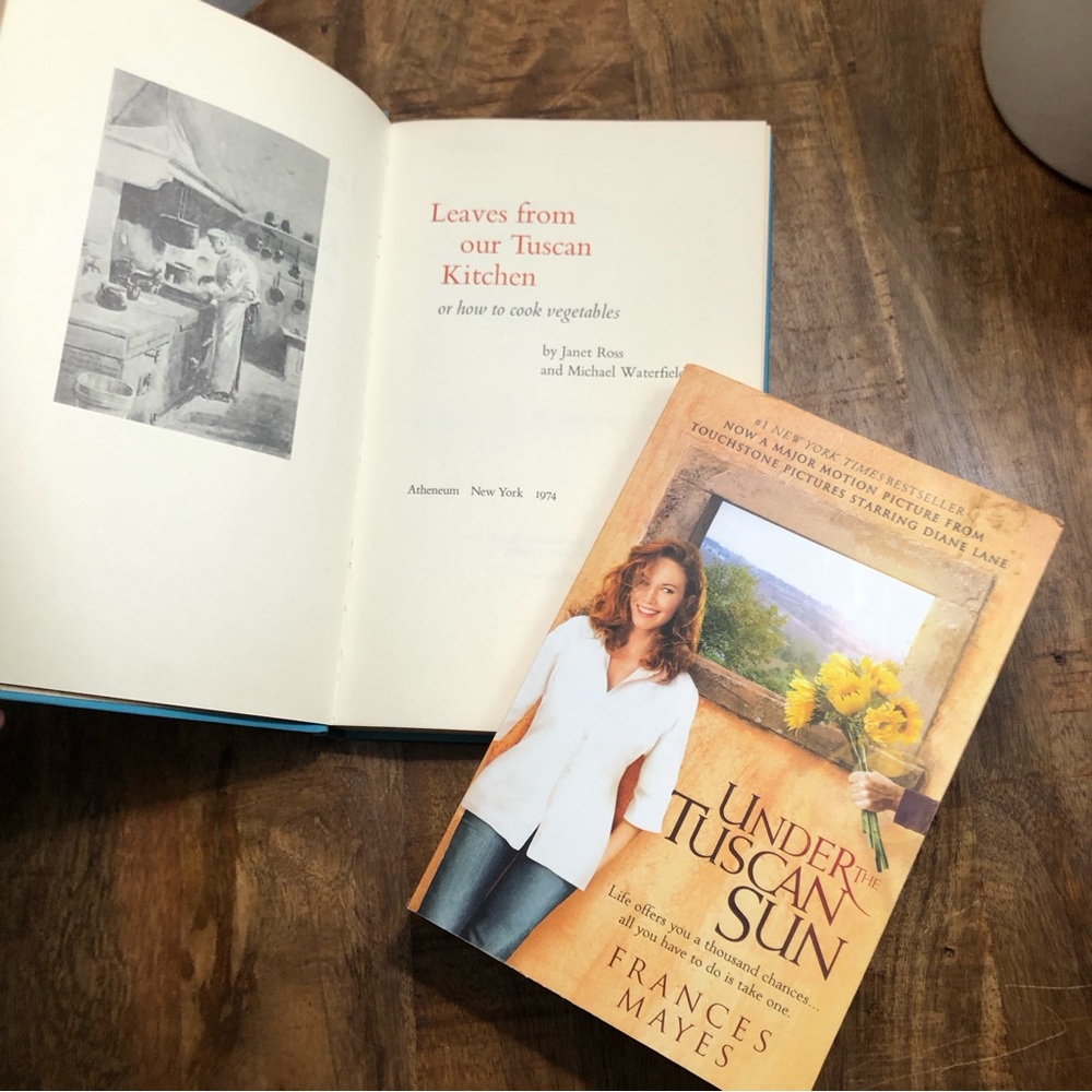 1899 cookbook Leaves from our Tuscan Kitchen Under the Tuscan Sun Mayes Book Set
